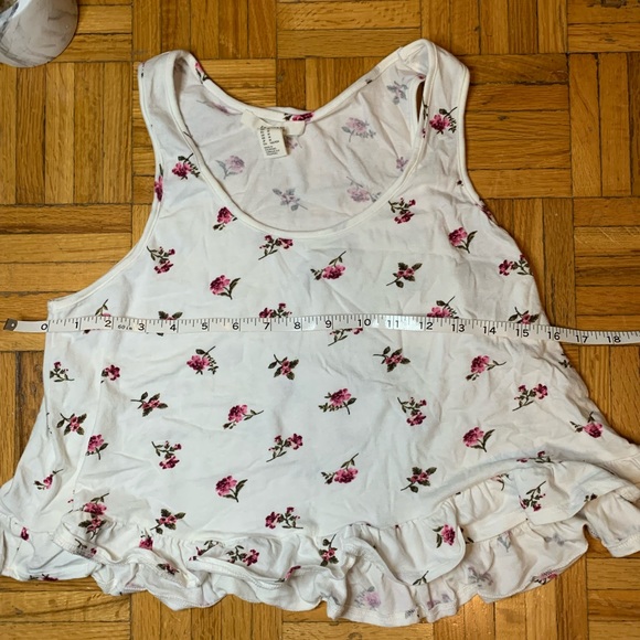 FOREVER 21 SOFT FLORAL WHITE FRINGE TANK TOP - Picture 3 of 4